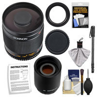 Rokinon 500mm f/8 Telephoto Mirror Lens with 2x Teleconverter (=1000mm) + Monopod Kit for Canon EOS 60D, 7D, 5D Mark II III, Rebel T3, T3i, T4i Digital SLR Cameras