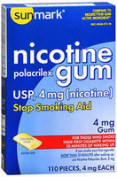 Sunmark Nicotine Polacrilex Gum, 4 mg, Original Flavor 110 each by Sunmark
