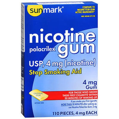 Sunmark Nicotine Polacrilex Gum, 4 mg, Original Flavor 110 each by Sunmark