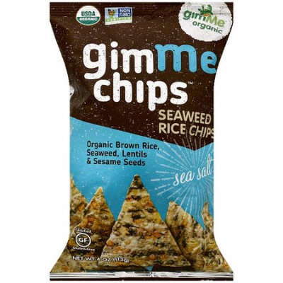Gimme Clips GimMe Organic Gimme Chips Sea Salt Seaweed Rice Chips, 4 oz, (Pack of 12)