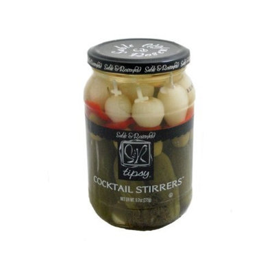 Sable & Rosenfeld, Tipsy Cocktail Garnish Stirrers of Gherkins, Onions, and Olives 9.7 Ounce Jar