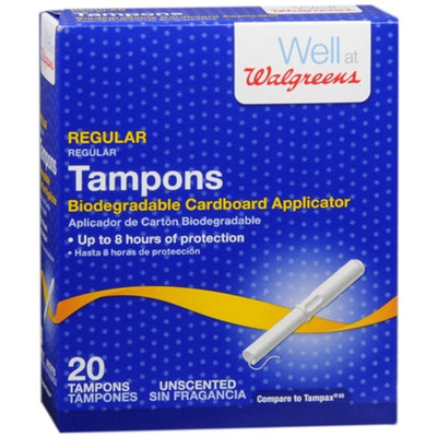 Walgreens Tampons with Cardboard Applicators, Unscented, Regular, 20 ea