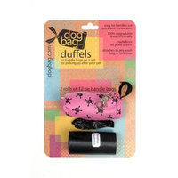 Doggie Walk Bags 2-Roll Duffel, Pink/Black Skulls