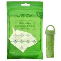 green sprouts Disposable Compressed Wipes Travel Tube with 30 pack Refill