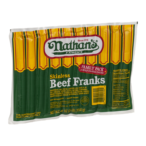 Nathan's Famous Skinless Beef Franks Family Pack - 24 CT