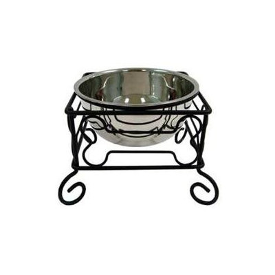 YML Wrought Iron Stand with Single Stainless Steel Bowl