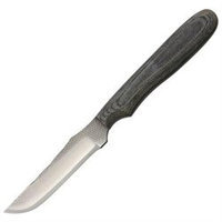 Anza Knives NKM Full Tang Skinner Fixed Blade Black Micarta Handles Black Leather Belt Sheath