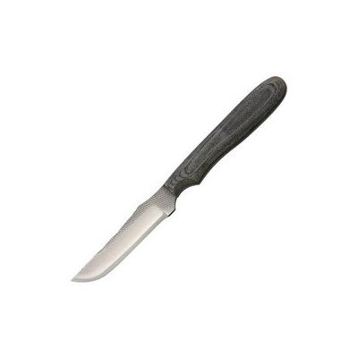 Anza Knives NKM Full Tang Skinner Fixed Blade Black Micarta Handles Black Leather Belt Sheath