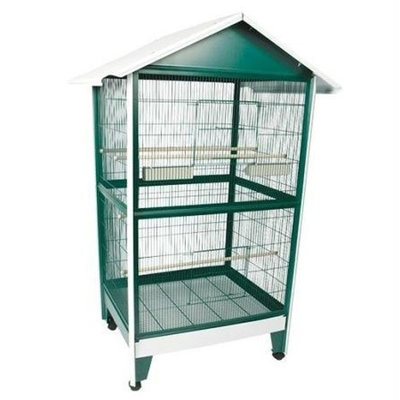 A E Bird Cages A&E Cage Company Green & White Corner Aviary Bird Cage