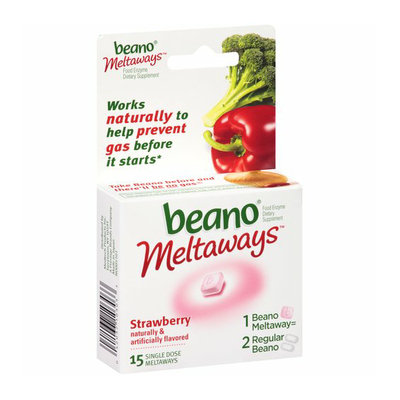 Beano Meltaways Strawberry Food Enzyme Dietary Supplement Single Dose Meltaways