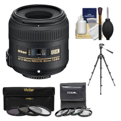 Nikon 40mm f/2.8 G DX AF-S Micro-Nikkor Lens + 7 UV/CPL/ND8 & Close-Up Filters + Macro Tripod + Cleaning Kit for D3100, D3200, D3300, D5100, D5200, D5300, D7000, D7100 DSLR Cameras