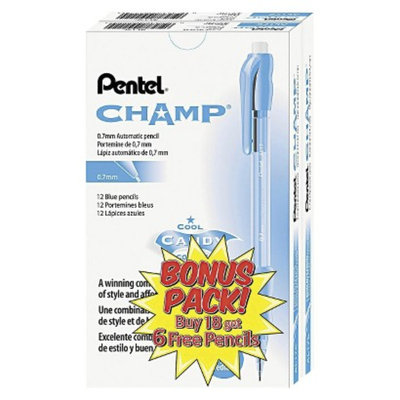 Pentel Champ Mechanical Pencil, 0.7 mm - Blue Barrel (24 Per Pack)