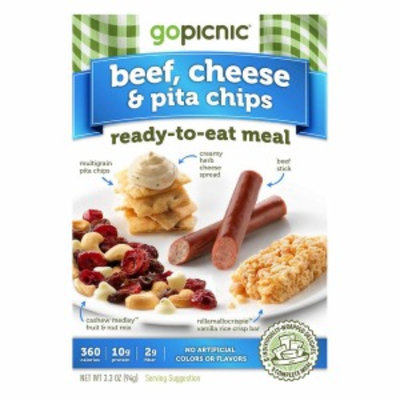 GoPicnic Ready-to-Eat Meal, Beef, Cheese & Pita Chips, 6pks, 1 case