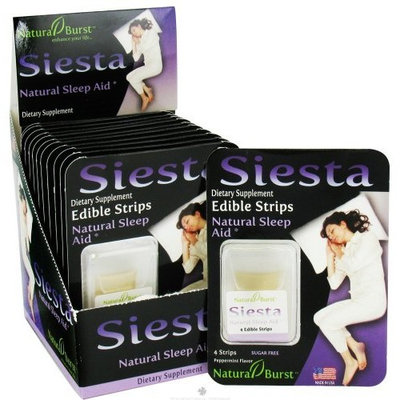 Natural Burst Siesta Sleep Aid Edible Strips Peppermint -- 4 Edible Strips