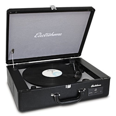 Electrohome Archer Vinyl Record Player Classic Turntable Stereo System with Built-in Speakers, USB for MP3s, Headphone Jack, & AUX Input for Smartphones, Tablets, (EANOS300)