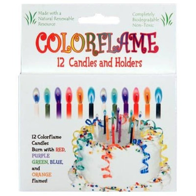 Colorflame Birthday Candles with Colored Flames (12 per box)