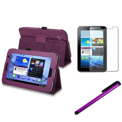 Insten INSTEN Purple Folio PU Leather Case Cover Stand For Samsung Galaxy Tab 2 7.0