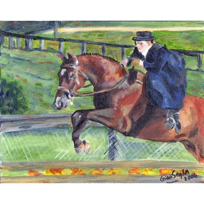 Olde Time Mercantile Sidesaddle Horse Portrait Matted Art Print - 5 in x 7 in Design - 8 in x 10 in Matted