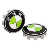 StatiCap BMW Wheel Center Cap Hub Floating Self Leveling with embossed BMW Lime Green logo 68 mm
