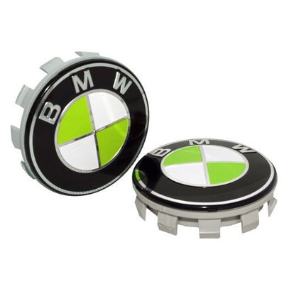 StatiCap BMW Wheel Center Cap Hub Floating Self Leveling with embossed BMW Lime Green logo 68 mm