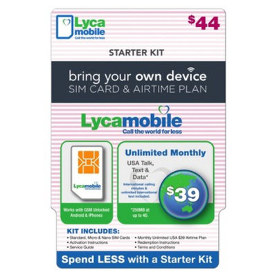 Interactive Communication Lycamobile $44.00 Dual SIM Bundle Pre-paid Cell Phone Card