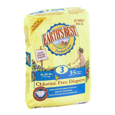 Earth's Best Chlorine Free Diapers 3 16-28 lbs