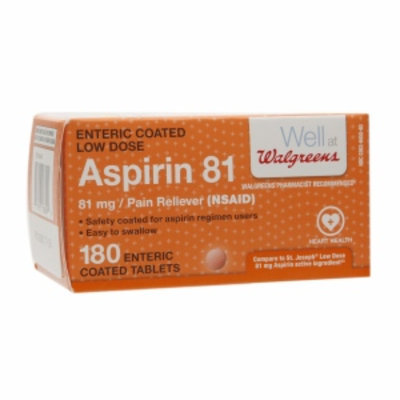 Walgreens Low Dose 81mg Aspirin Safety Coated Tablets, 180 ea