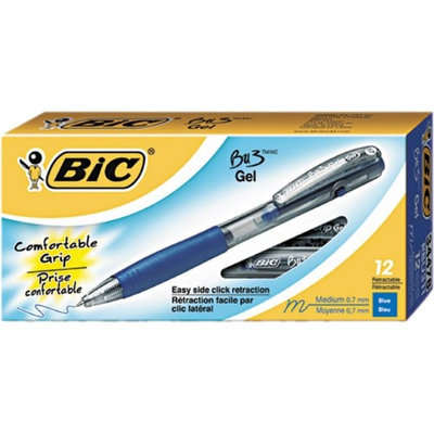 BIC BU3 Retractable Gel Roller Ball Pen, 0.7mm, Blue