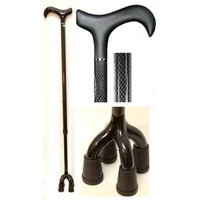 Med Aid Corporation Med-Aid Corporation WS-7207DS-4S Adjustable Soft Derby Handle Black Triple Wound Carbon Fiber Quad Cane