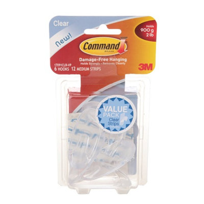 Command Clear Hooks, Holds 2 lbs