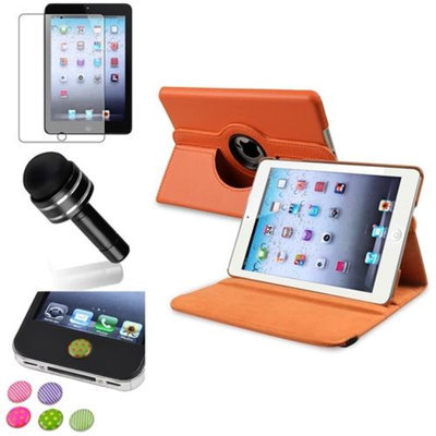 Insten iPad Mini 3/2/1 Case, by INSTEN Orange 360 Stand Leather Case Cover+Matte SP for iPad Mini 3 2 1