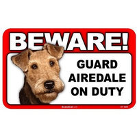 Scandical BEWARE Guard Dog on Duty Sign - Airedale Terrier