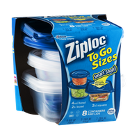 Ziploc To Go Sizes Containers and Lids - 8 CT
