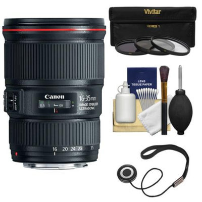 Canon EF 16-35mm f/4L IS USM Zoom Lens with UV/CPL/ND8 Filters Kit for EOS 6D, 70D, 5D Mark II III, Rebel T3, T3i, T4i, T5, T5i, SL1 DSLR Cameras