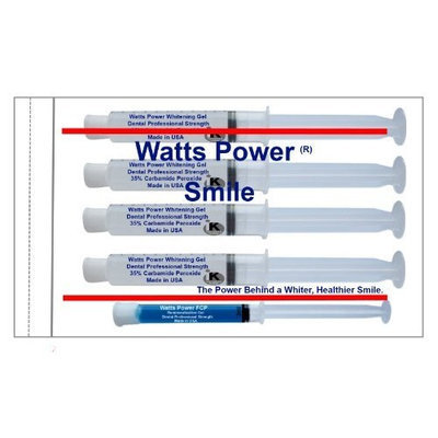 Direct 2U Wholesale Watts Power 35% Dual Action Teeth Whitening Gels Huge 10ml - 4 Huge 10ml Gels Plus Aftercare Gel - Optimized OTC Dual Action for Surface and Deep Stains for Quick Results - Made in the USA - Kosher