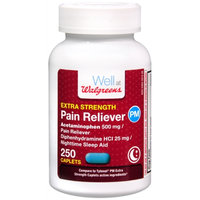 Walgreens Pain Reliever PM Extra Strength, Caplets, 250 ea