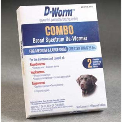 Farnam D-Worm 2 Count Combo Broad Spectrum De-Wormer for Dogs, Medium/Large