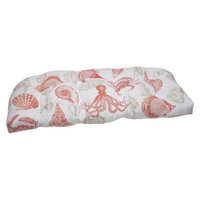 Pillow Perfect Outdoor Wicker Loveseat Cushion - Orange/Tan Sealife