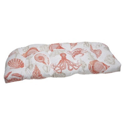 Pillow Perfect Outdoor Wicker Loveseat Cushion - Orange/Tan Sealife
