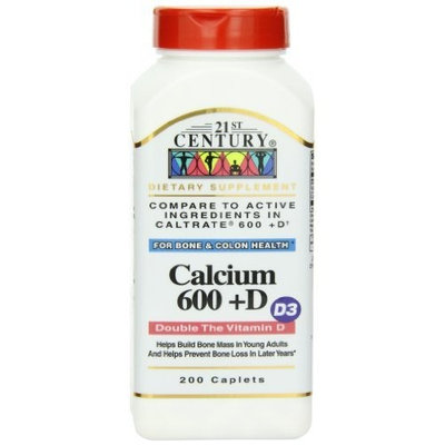21st Century Calcium 600 Mg +D, 200 Caplets
