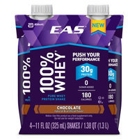 EAS 100% Whey Chocolate Pure Whey Protein Shakes, 11 fl oz, 4 count, (Pack of 3)
