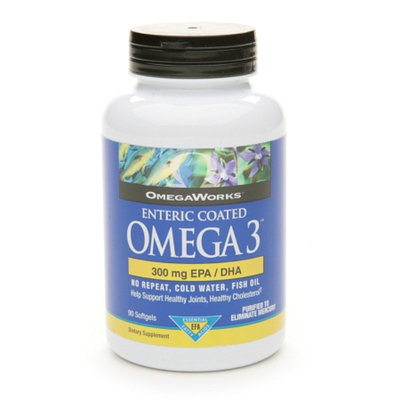 OmegaWorks Enteric Coated Omega 3 300 mg EPA/DHA Fish Oil Softgels