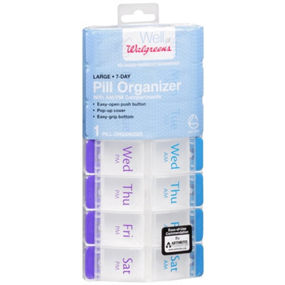 Walgreens 7-Day Pill Organizer with AM/PM Compartments, Large, 1 ea