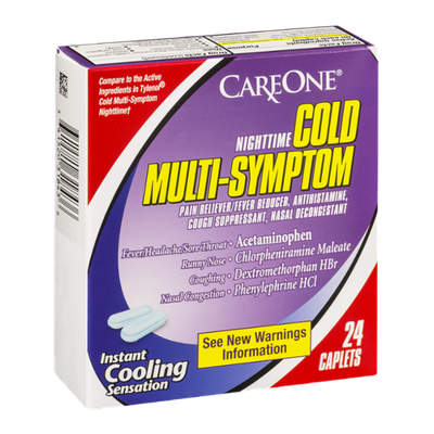 CareOne Nighttime Cold Multi-Symptom Caplets - 24 CT