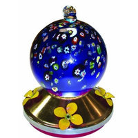 World Source Partners Gardman BA05719 Ball Glass Hummingbird Feeder with Metal Base, Blue