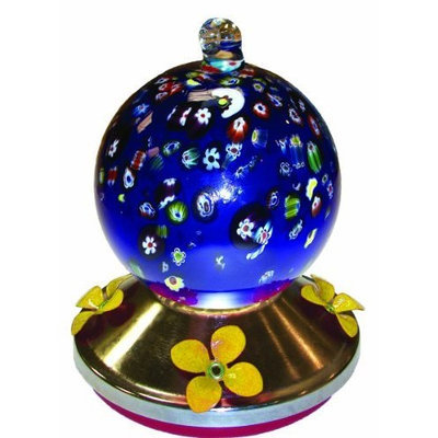 World Source Partners Gardman BA05719 Ball Glass Hummingbird Feeder with Metal Base, Blue