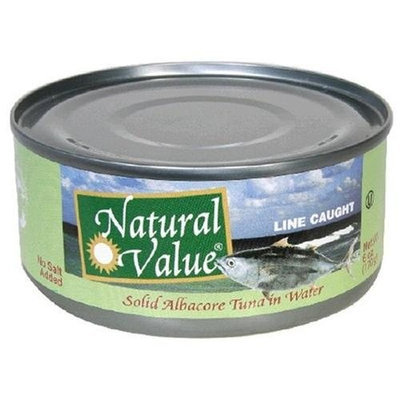 Natural Value Tuna, Solid No Salt Albacore in Water, 6-Ounce Cans (Pack of 24)