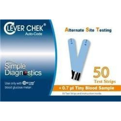 Clever Chek Voice Blood Glucose Test Strips 50's