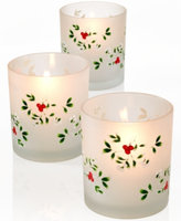 Pfaltzgraff Winterberry Set of 3 Frosted Votives