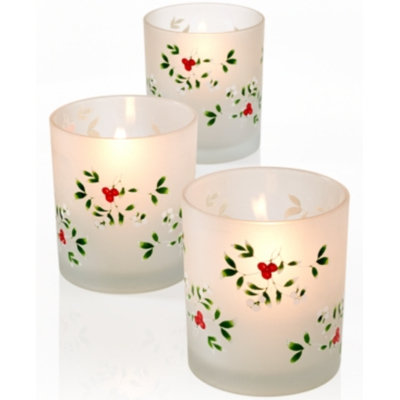 Pfaltzgraff Winterberry Set of 3 Frosted Votives